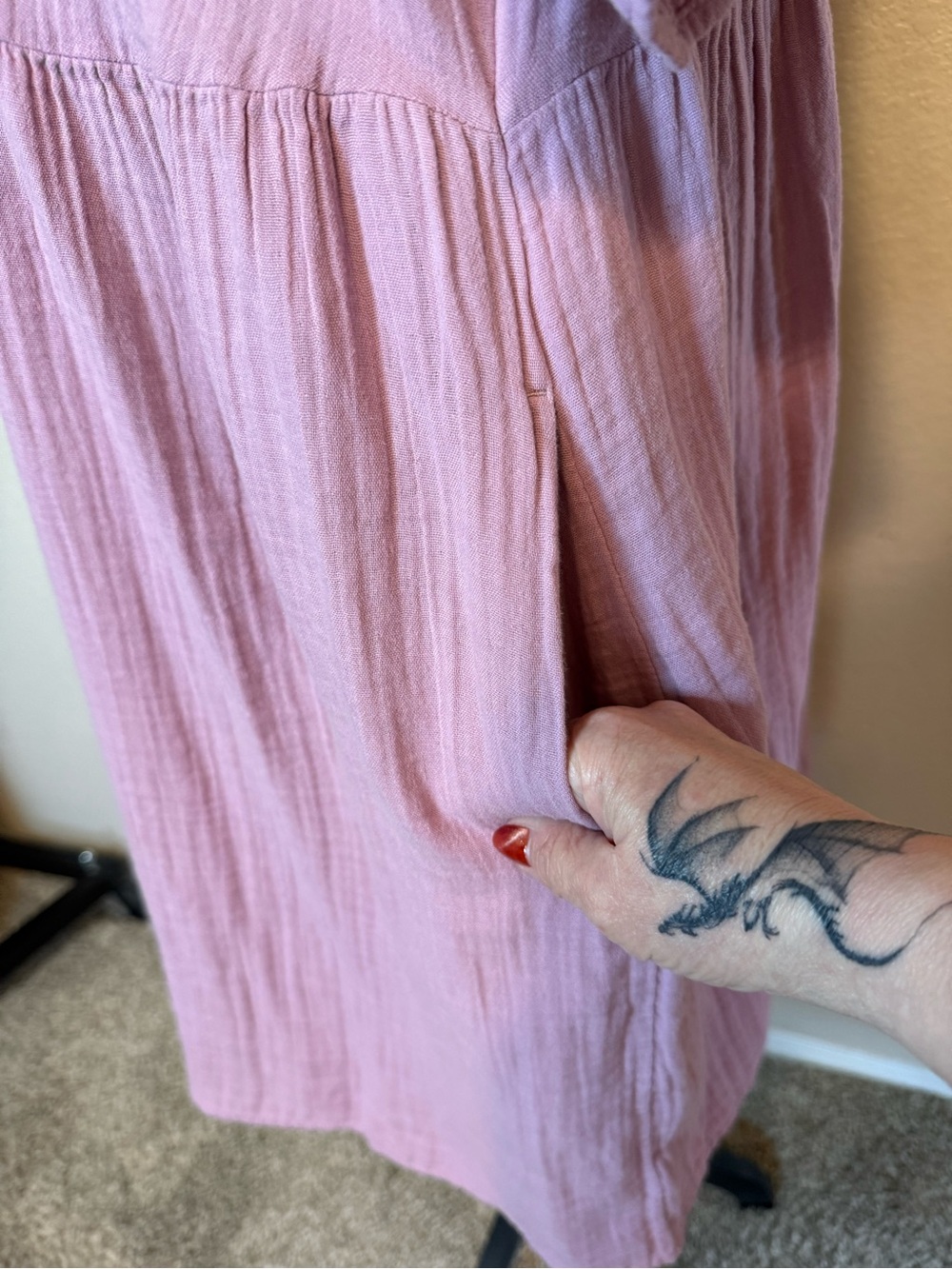NWT Old Navy Split-Neck Crinkle Gauze Mini Swing Dress Lilac Size Large - Picture 6 of 14